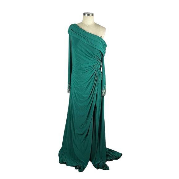 Mac Duggal Teal Off-Shoulder Maxi Dress - Picture 2 of 8